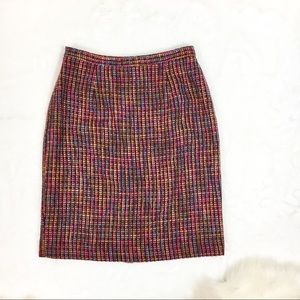 Talbots multicolored tweed pencil skirt